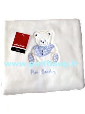 couverture polaire bébé P Cardin ourson bleue 110 x140
