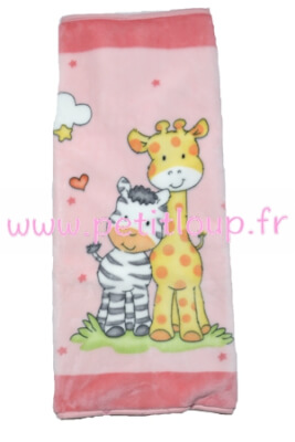 babysac couverture rose avec girafe jaune