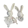 Coffret naissance fille ou garçon Doudou lapin et son hochet