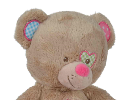 Doudou ours brun pour bébé fille avec de magnifiques couleurs l