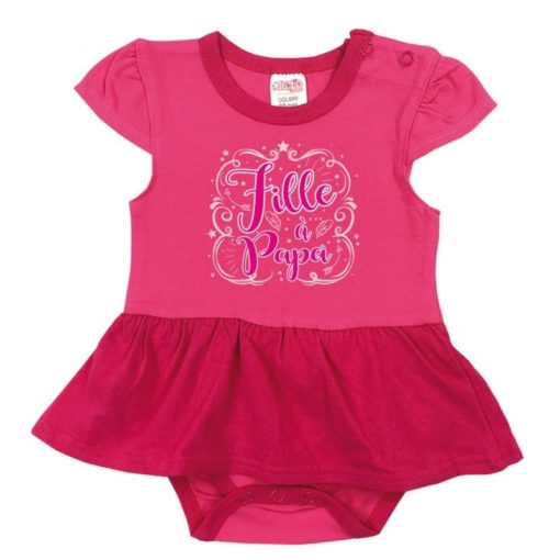 Body robe bébé avec logo Fille à Papa rose foncé