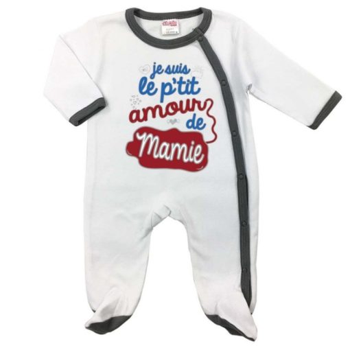 Pyjama bébé je suis le petit amour de Mamie noir
