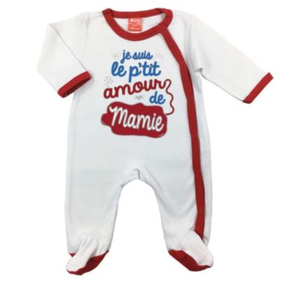 Pyjama bébé je suis le petit amour de Mamie rouge