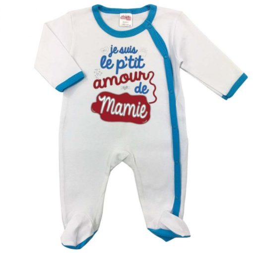 Pyjama bébé je suis le petit amour de Mamie turquoise